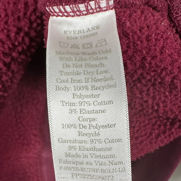 Everlane The Renew Fleece Raglan Sweatshirt In Burgundy Size Small - Picture 8 of 9